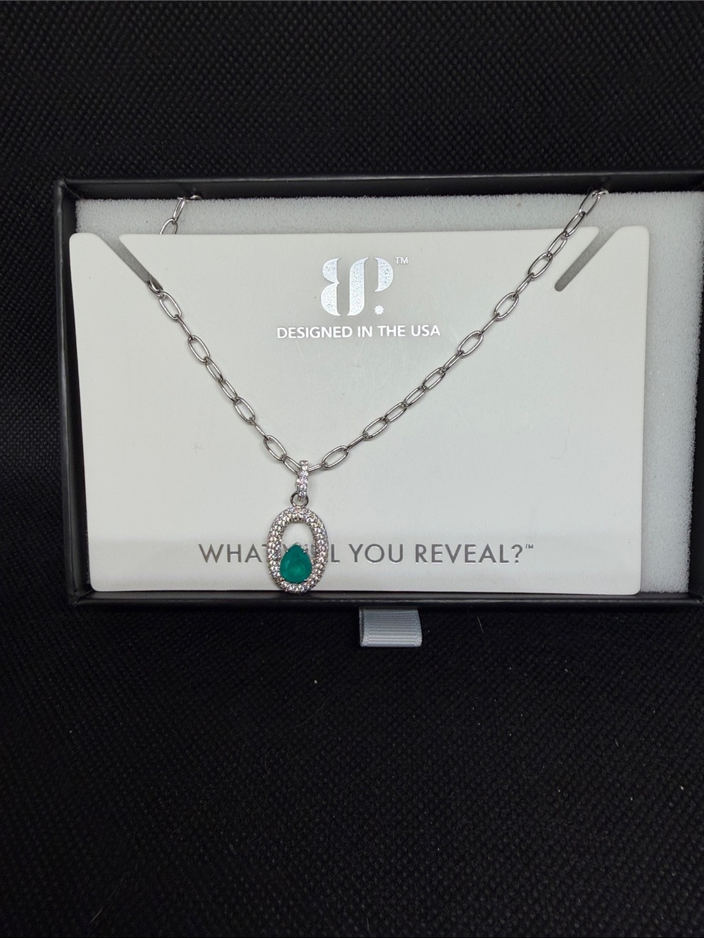 Paraiba Tourmaline on Rhodium Pendant Necklace